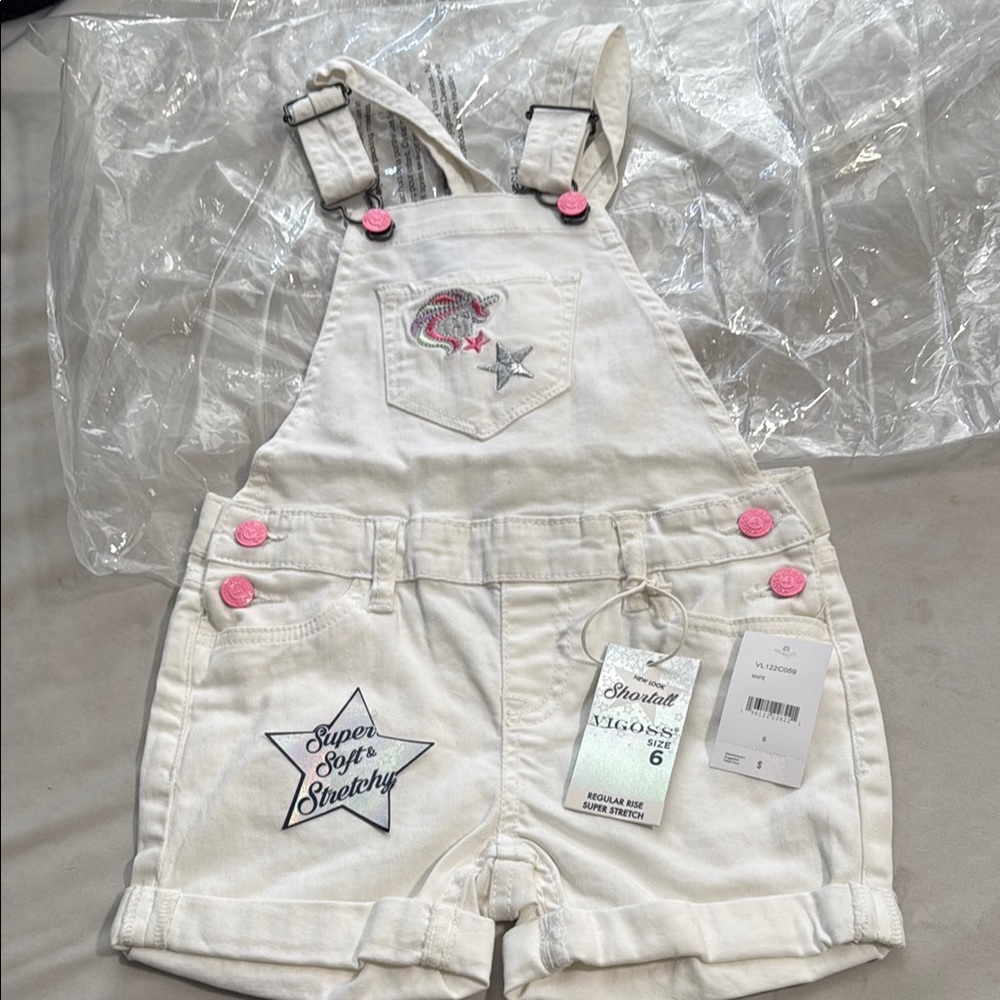 Vigoss Pink and White Overalls with Adjustable Straps